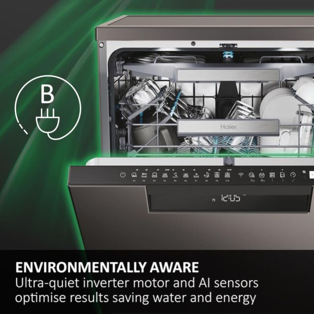 Haier XS 6B4S3FSB-80 Integrated 60cm Dishwasher with 16 Place Settings and WiFi
