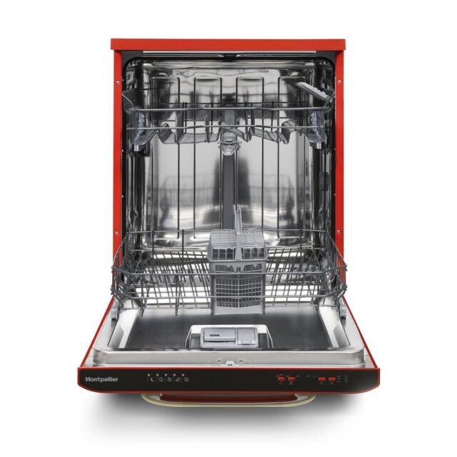 Montpellier MAB1353DR 60cm Retro 13 Place Setting Dishwasher In Red