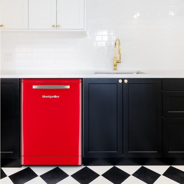 Montpellier MAB1353DR 60cm Retro 13 Place Setting Dishwasher In Red