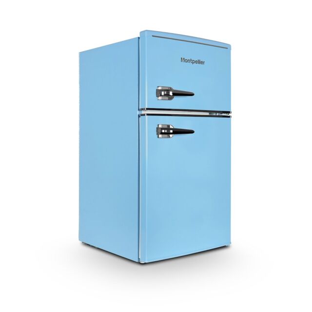 Montpellier MAB2035EPB Retro Undercounter Fridge Freezer In Pastel Blue