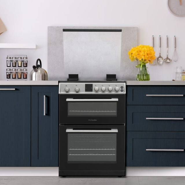 Montpellier MDG600LK 60cm Gas Double Oven Cooker in Black