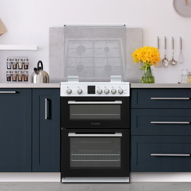 Montpellier MDOG60LW 60cm Double Gas Cooker in White