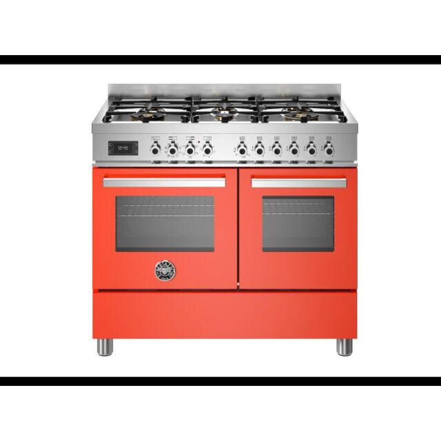 Bertazzoni PRO106L2EART Professional 100cm Range Cooker Twin Oven Dual Fuel Gloss Orange