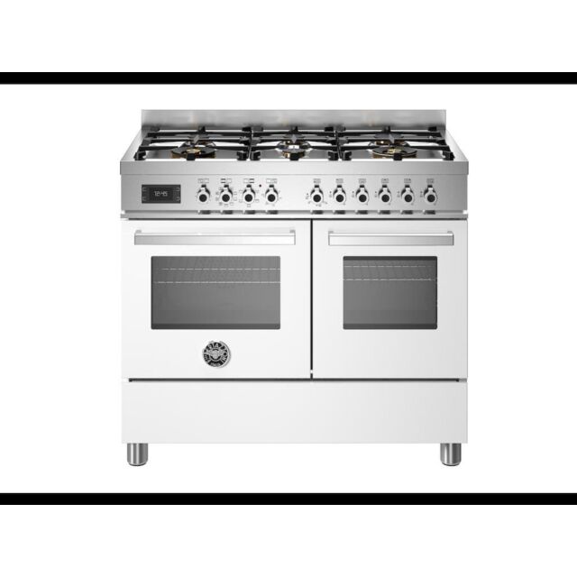 Bertazzoni PRO106L2EBIT Professional 100cm Range Cooker Twin Oven Dual Fuel Gloss White