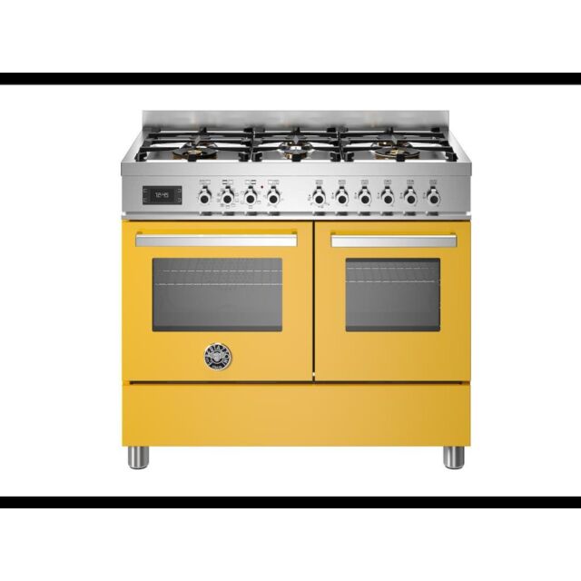Bertazzoni PRO106L2EGIT Professional 100cm Range Cooker Twin Oven Dual Fuel Gloss Yellow