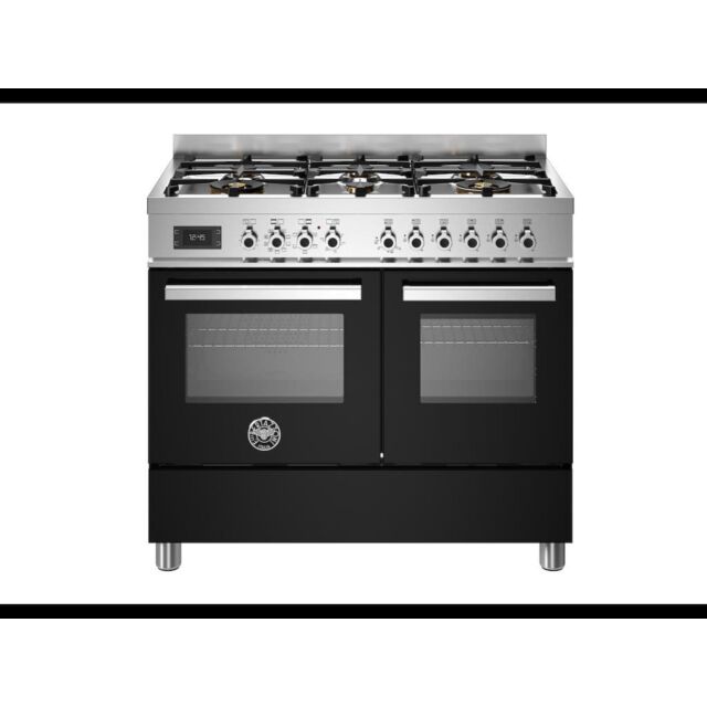 Bertazzoni PRO106L2ENET Professional 100cm Range Cooker Twin Oven Dual Fuel Gloss Black