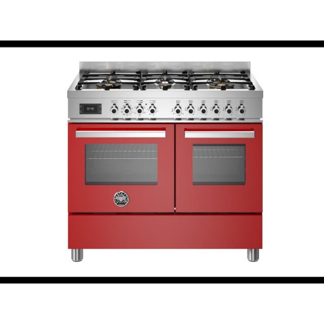 Bertazzoni PRO106L2EROT Professional 100cm Range Cooker Twin Oven Dual Fuel Gloss Red