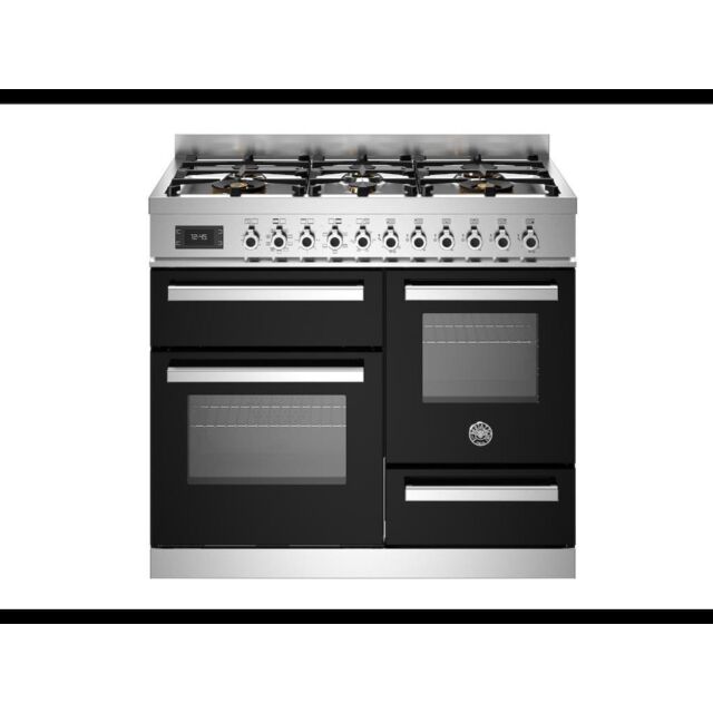 Bertazzoni PRO106L3ENET Professional 100cm Range Cooker XG Oven Dual Fuel Gloss Black