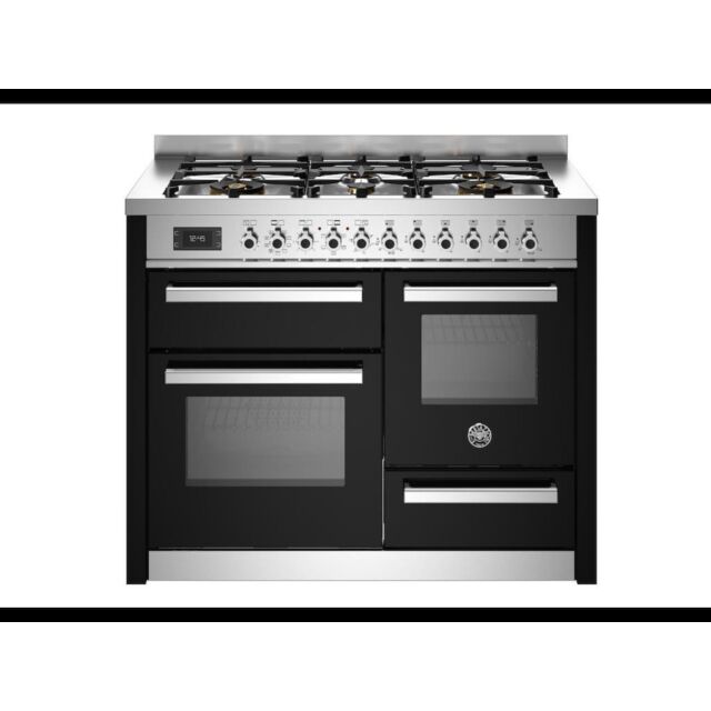 Bertazzoni PRO116L3ENET Professional 110cm Range Cooker XG Oven Dual Fuel Gloss Black