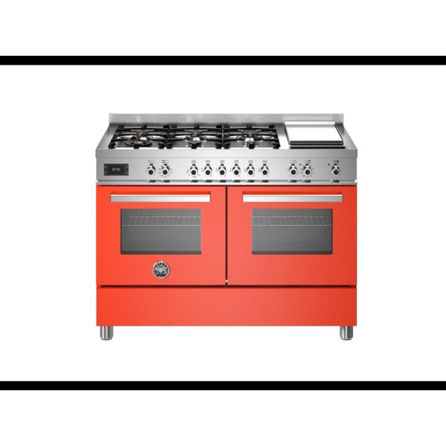 Bertazzoni PRO126G2EART Professional 120cm Range Cooker Twin Oven Dual Fuel Gloss Orange