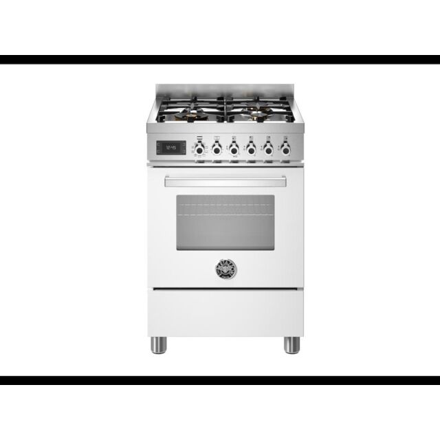 Bertazzoni PRO64L1EBIT Professional 60cm Dual Fuel Single Cooker - Gloss White