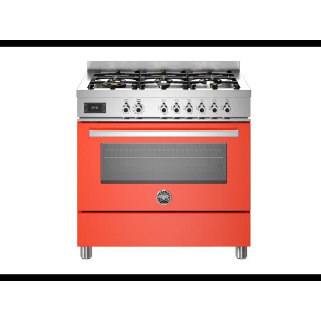 Bertazzoni PRO96L1EART Professional 90cm Range Cooker Single Oven Dual Fuel Gloss Orange