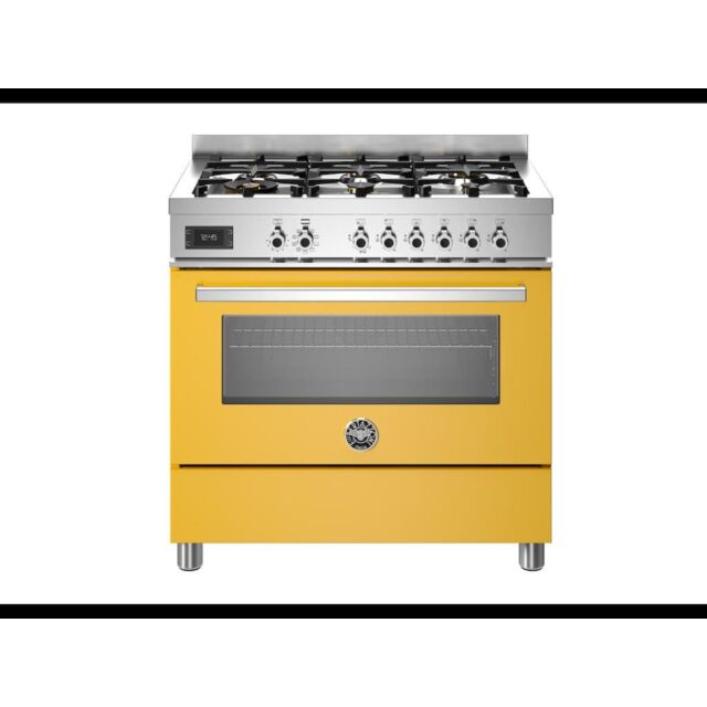 Bertazzoni PRO96L1EGIT Professional 90cm Range Cooker Single Oven Dual Fuel Gloss Yellow