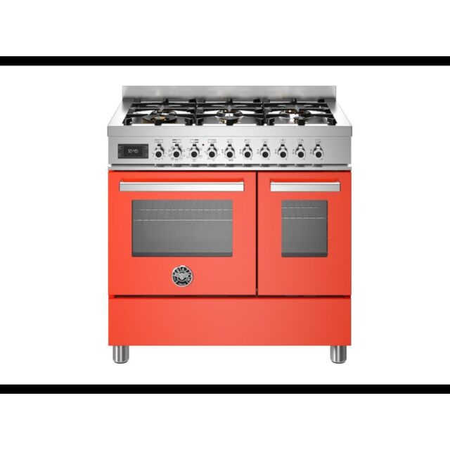 Bertazzoni PRO96L2EART Professional 90cm Range Cooker Twin Oven Dual Fuel Gloss Orange