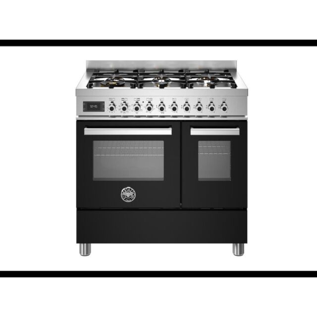 Bertazzoni PRO96L2ENET Professional 90cm Range Cooker Twin Oven Dual Fuel Gloss Black