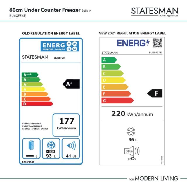 Statesman BU60FZ4E 60cm Integrated Undercounter Freezer
