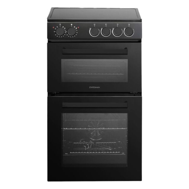 Statesman EDC150B 50cm Wide Double Oven Electric Ceramic Cooker - Black