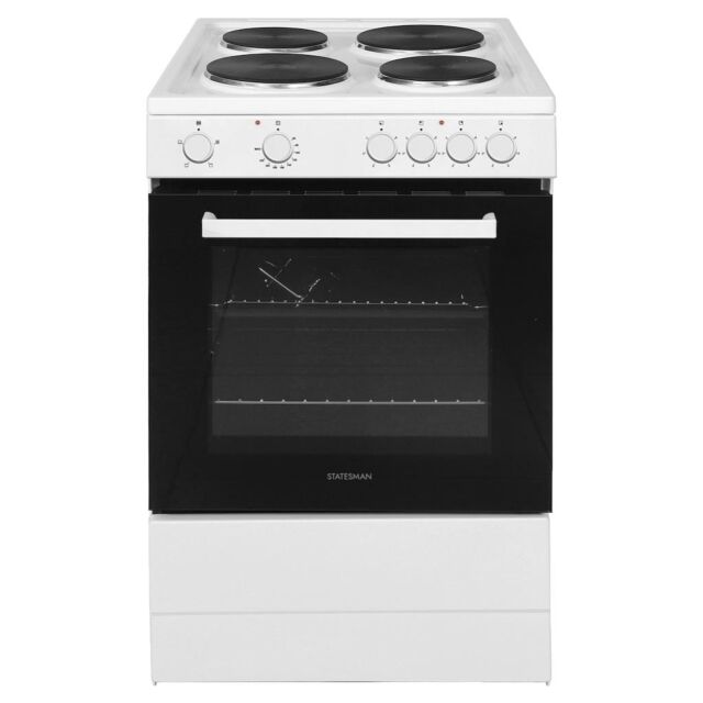Statesman SE060SPW 4-Zone 60cm Solid Plate Single Cavity Electric Cooker - White