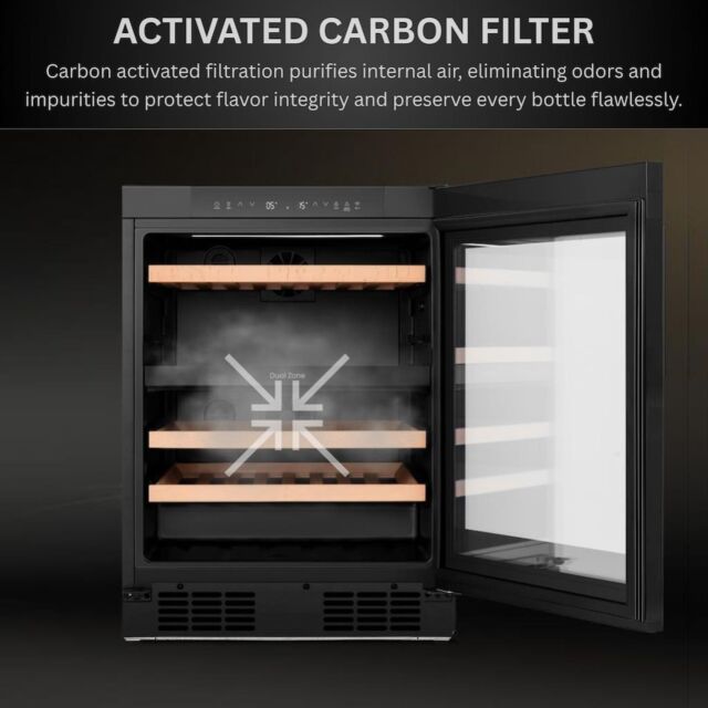 Teknix BITH2WCD60B 60cm Dual Zone Wine Cooler - Black