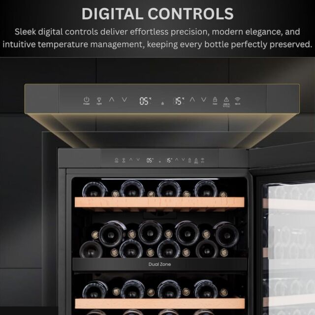 Teknix BITH2WCD60B 60cm Dual Zone Wine Cooler - Black