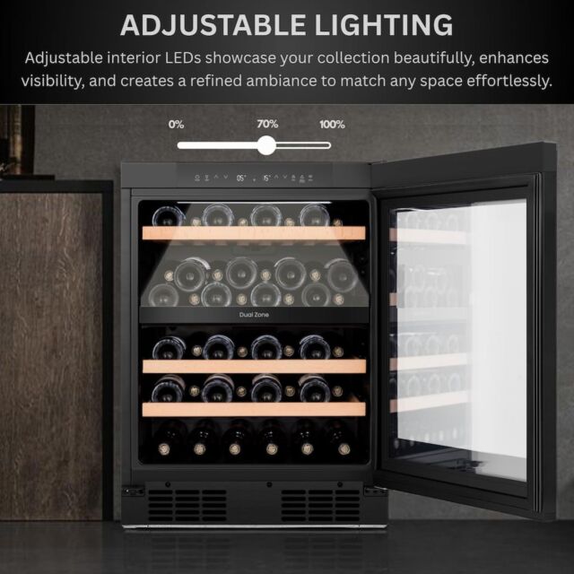 Teknix BITH2WCD60B 60cm Dual Zone Wine Cooler - Black