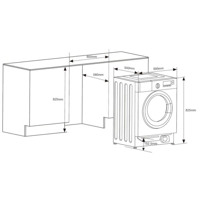 Teknix BITKW814 8Kg 1400Spin Integrated Washer, White