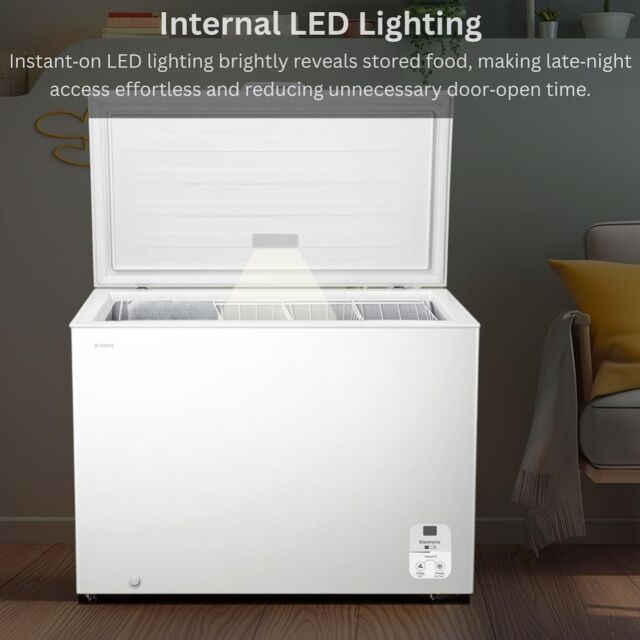 Teknix CH420W 420L Chest Freezer, White W144.9Cm