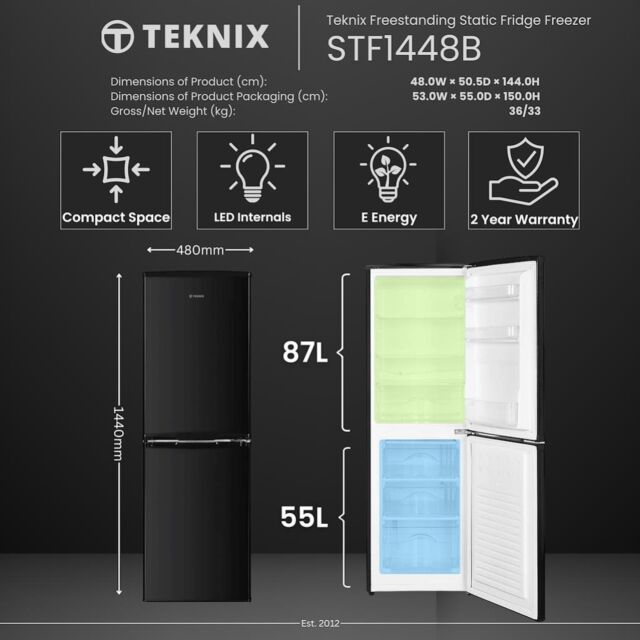 Teknix STF1448B 50/50 Fridge Freezer Static - Black