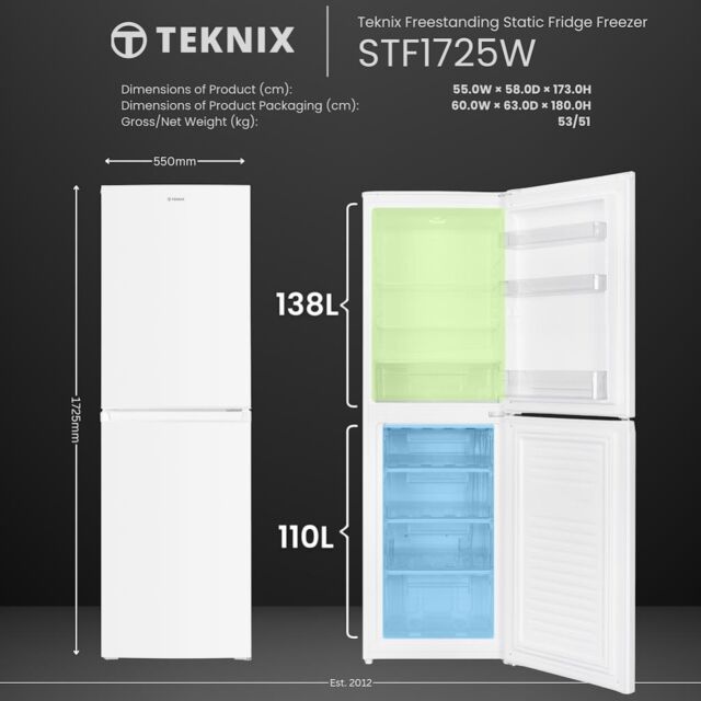Teknix STF1725W 55Cm X 172Cm Fridge Freezer - White