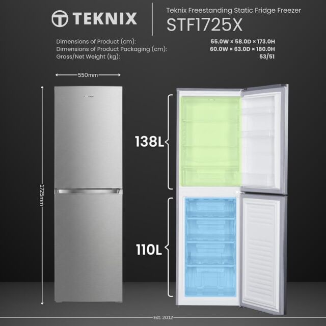 Teknix STF1725X 50/50 Fridge Freezer Static - Inox
