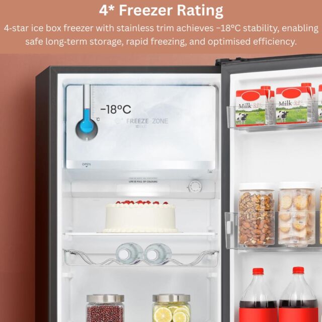 Teknix T2R128B 52cm Retro Fridge with Ice Box - Black