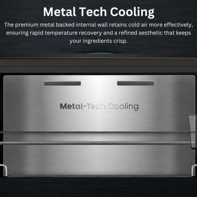 Teknix TH60TNFBIX 60cm Tall Freezer Total No Frost with Metal Tech Cooling - Black Steel