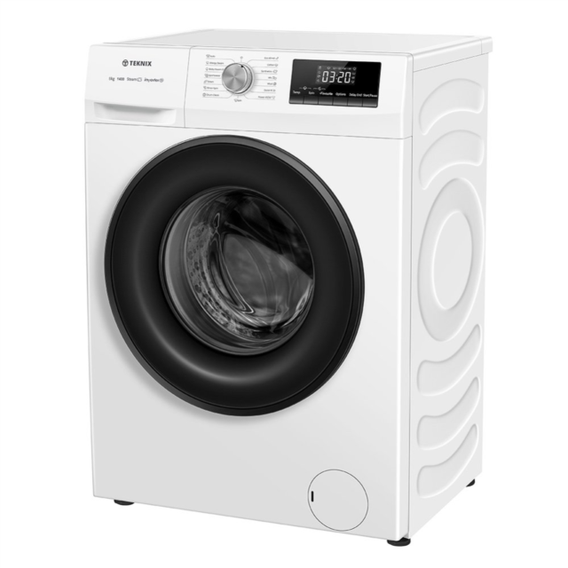 Teknix TK2W814HW 2 Series Freestanding 8kg 1400rpm Washing Machine with Steam - White - A Rated