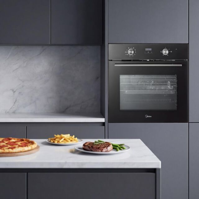 Midea Xpress Fry MBO65M90D2C-BK Multifunction Built-In Single Oven with Catalytic Liners - Black - A+ Rated