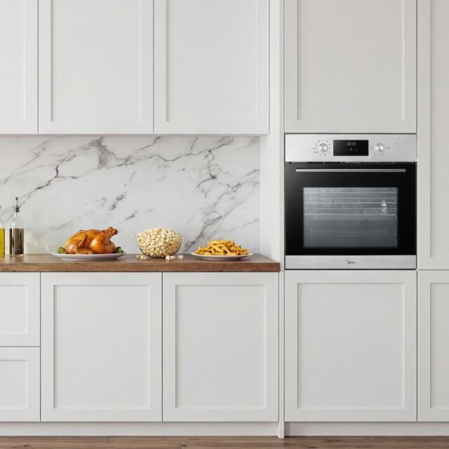 Midea Xpress Fry MBO65M90D2C-SS Multifunction Built-In Single Oven with Catalytic Liners - Stainless Steel - A+ Rated