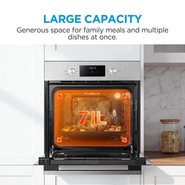 Midea Xpress Fry MBO65M90D2C-SS Multifunction Built-In Single Oven with Catalytic Liners - Stainless Steel - A+ Rated