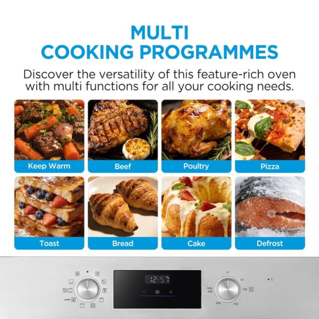 Midea Xpress Fry MBO65M90D2C-SS Multifunction Built-In Single Oven with Catalytic Liners - Stainless Steel - A+ Rated