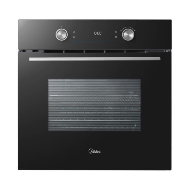Midea Xpress Fry MBO65P90E3-BK Multifunction Built-In Single Oven with Pyrolytic Cleaning - Black - A+ Rated