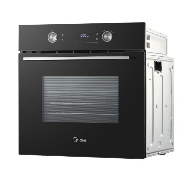 Midea Xpress Fry MBO65P90E3-BK Multifunction Built-In Single Oven with Pyrolytic Cleaning - Black - A+ Rated
