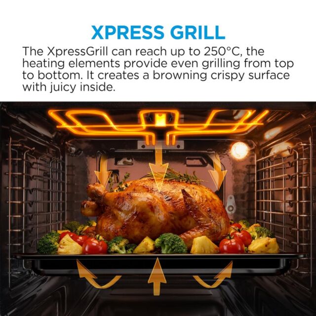 Midea Xpress Fry MBO65P90E3-BK Multifunction Built-In Single Oven with Pyrolytic Cleaning - Black - A+ Rated
