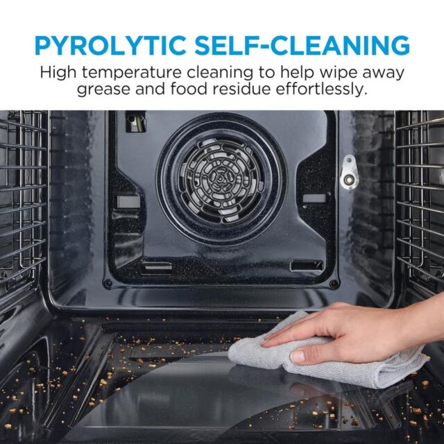 Midea Xpress Fry MBO65P90E3-BK Multifunction Built-In Single Oven with Pyrolytic Cleaning - Black - A+ Rated