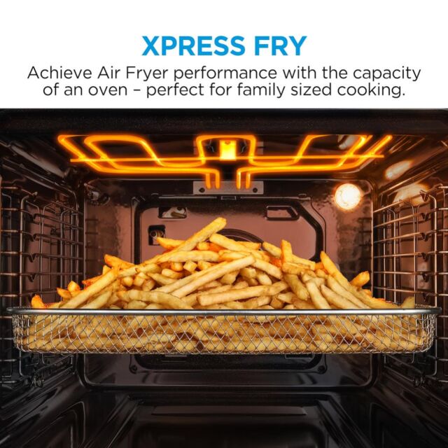 Midea Xpress Fry MBO65P90E3-BK Multifunction Built-In Single Oven with Pyrolytic Cleaning - Black - A+ Rated
