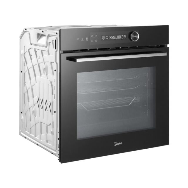 Midea Xpress Fry MBO7NP30E4-BK Mono-Dial Built-In Single Oven with Dual Pyrolytic/Aqua Cleaning - Black - A++ Rated