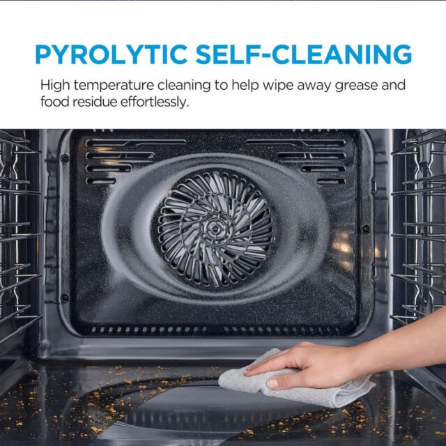 Midea Xpress Fry MBO7NP30E4-BK Mono-Dial Built-In Single Oven with Dual Pyrolytic/Aqua Cleaning - Black - A++ Rated