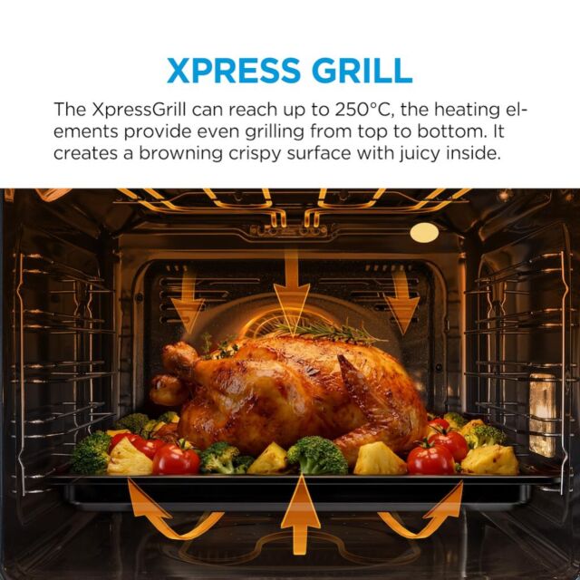 Midea Xpress Fry MBO7NP30E4-BK Mono-Dial Built-In Single Oven with Dual Pyrolytic/Aqua Cleaning - Black - A++ Rated