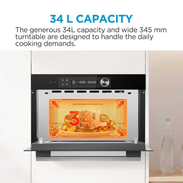 Midea Xpress Wave MBOTG934E4MO-BK 38cm High Built-In Microwave - Black