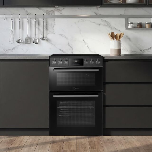 Midea MFO24EME4R118-BK 60cm Double Oven FS Cooker with Ceramic Hob - Black - AA Rated