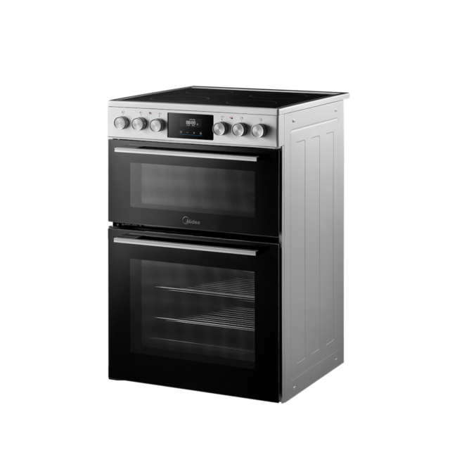 Midea MFO24EME4R118-SS 60cm Double Oven FS Cooker with Ceramic Hob - Stainless Steel - AA Rated
