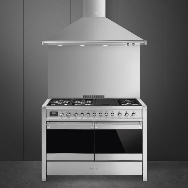 Smeg A4-81 120cm Opera Dual Fuel Range Cooker, Stainless Steel