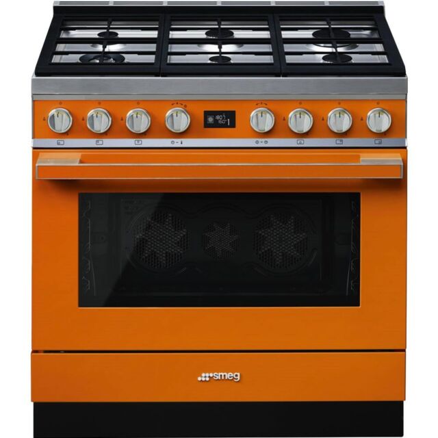 Smeg CPF9GPOR 90cm Portofino Dual Fuel Range Cooker, Orange